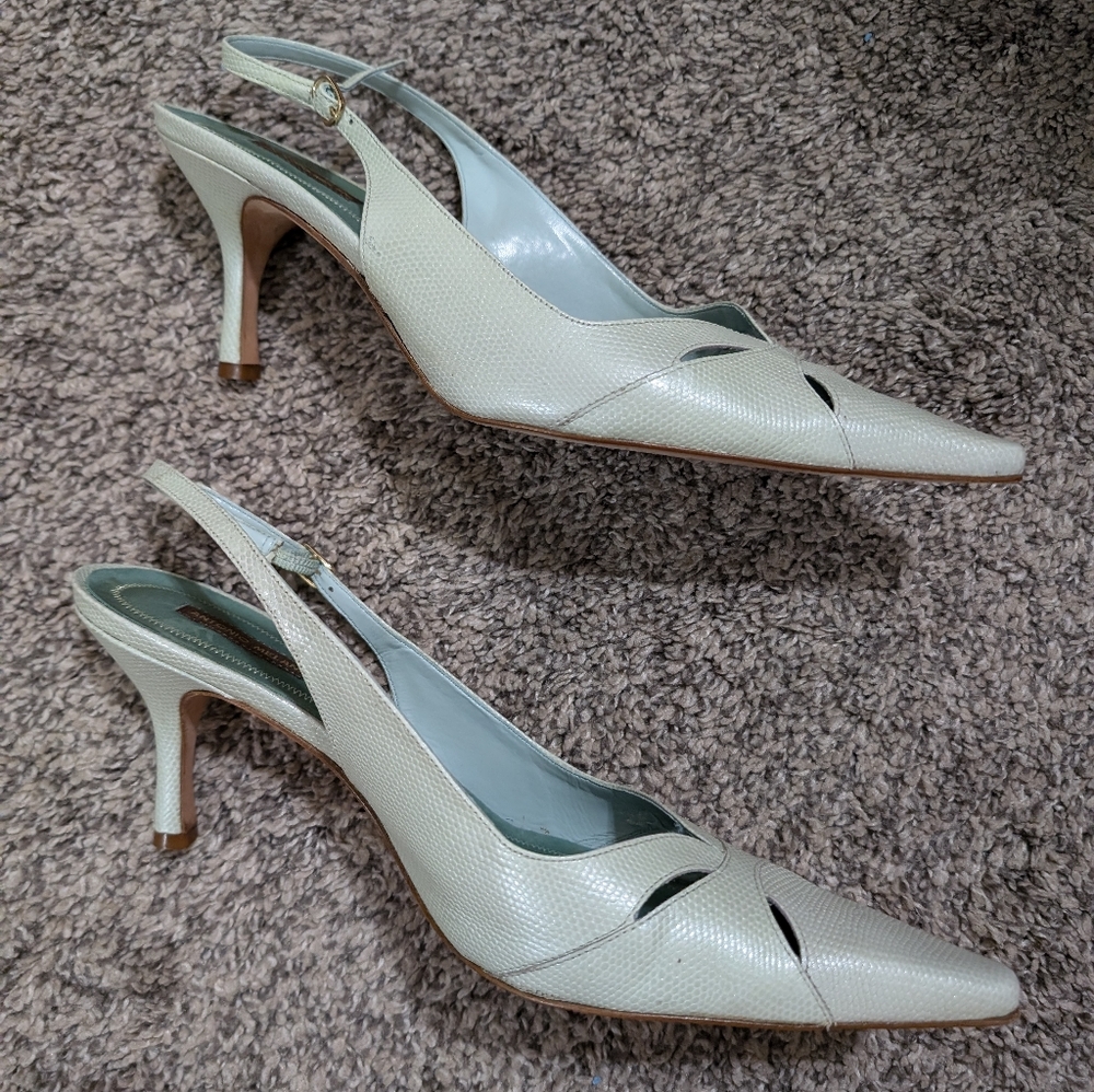 ANTONIO MELANI Cream Slingback Heels - Picture 3 of 5